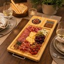 Ver imagem 7 de Tábua de Churrasco com Molheira e Garfinhos Kit em Madeira de Pinus para Servir Petiscos e Carnes