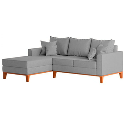 Sofá 3 Lugares Beny com Chaise Esquerdo Linho Cinza - 3