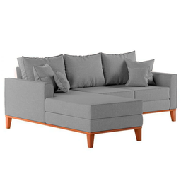 Sofá 3 Lugares Beny com Chaise Esquerdo Linho Cinza - 4