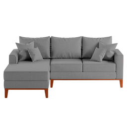 Sofá 3 Lugares Beny com Chaise Esquerdo Linho Cinza - 2