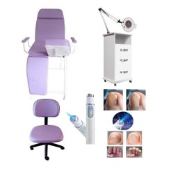 Kit Maca Podologia Roxa Mocho Exaustor com Luminária Armário 3 Gavetas Brindes Fiscomed Kit Cadeira  - 1