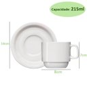 Ver imagem 3 de Jogo 6 Xícaras de Chá com Pires de Porcelana 215ml Classe Única Iguaçu Germer Branco