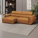Ver imagem 1 de Sofá Decorativo Lorenzo 3 Lugares Sala de estar 240cm Reclinável e Retrátil Couro Caramelo Manchado