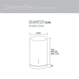 Coifa Ilha Redonda Quartzo 35cm TP3522IX Suggar 220V - 2 Coifa Ilha Redonda Quartzo 35cm TP3522IX Suggar 220V - 2