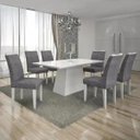 Ver imagem 1 de Conjunto Sala de Jantar Mesa Tampo MDF/Vidro Branco 6 Cadeiras Pampulha Leifer