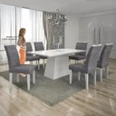 Ver imagem 7 de Conjunto Sala de Jantar Mesa Tampo MDF/Vidro Branco 6 Cadeiras Pampulha Leifer