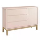Ver imagem 5 de Jogo de Quarto Classic Guarda Roupa 2 Portas e Cômoda MDF Rosa Fosco com Pés Madeira Natural