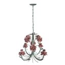 Ver imagem 4 de Lustre De Ferro Com Flores Artesanais para Decoração de Sala Vintage - Azul Claro & Rosa