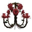 Ver imagem 1 de Lustre De Ferro Com Flores Artesanais para Decoração de Sala Vintage - Vermelho