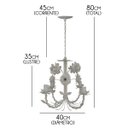 Ver imagem 2 de Lustre De Ferro Com Flores Artesanais para Decoração de Sala Vintage - Branco