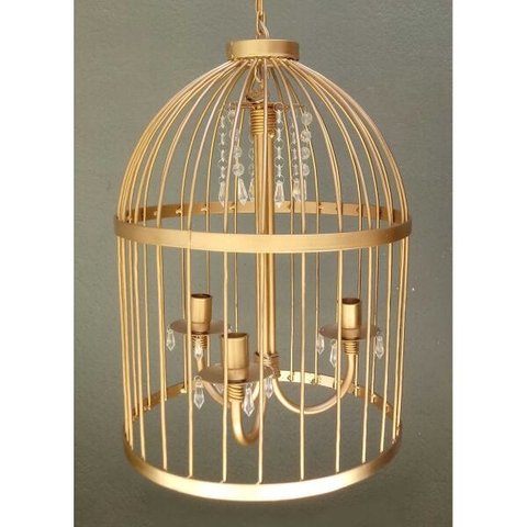 Lustre Pendente na Gaiola de Ferro Artesanal Vintage para Sala de Estar