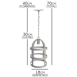 Lindo Lustre de Ferro Gaiola Rustica para Sacada de Apartamento - Branco - 2