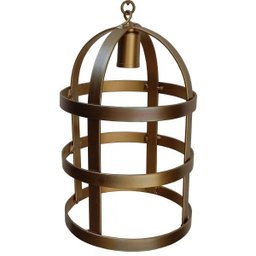 Lindo Lustre de Ferro Gaiola Rustica para Sacada de Apartamento - Dourado - 1