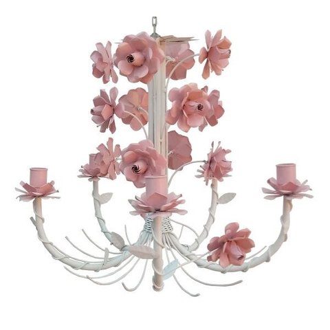 Luminária Bonita de Ferro para Sala de Estar e Copa com Flores Rustica - Rosa