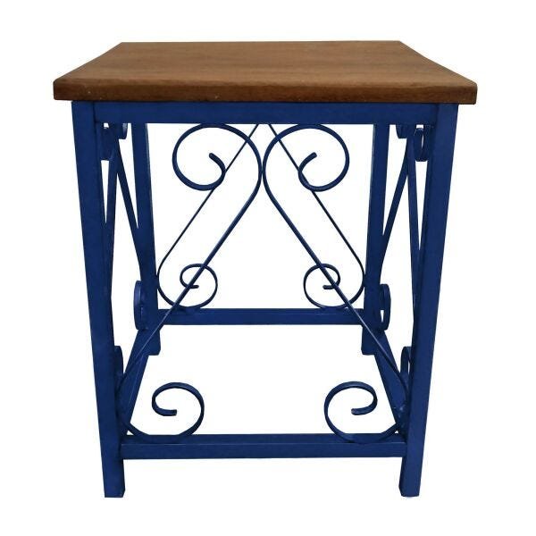 Banquinho De Metal Decorativo Para Decoração Externa de Jardim  - Azul Del-Rey