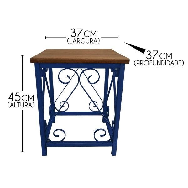 Banquinho De Metal Decorativo Para Decoração Externa de Jardim  - Azul Del-Rey - 2