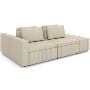 Sofá Ilha com Puff para Sala Living 265cm Amber M03 Linho Cru - Lyam Decor