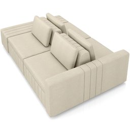 Sofá Ilha com Puff para Sala Living 265cm Amber M03 Linho Cru - Lyam Decor - 6
