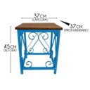 Ver imagem 2 de Mesa de Cabeceira De Ferro E Madeira Decoração para Quarto de Casal Colonial - Azul Turquesa