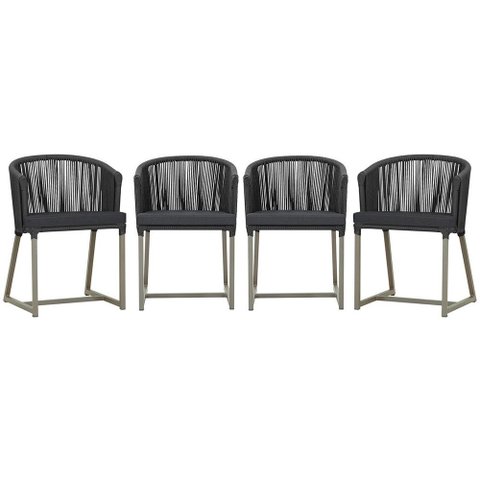 4 Cadeiras de Jantar Área Noronha em Alumínio com Pintura Fendi Corda Náutica E11 Trama Original