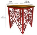 Ver imagem 2 de Mesa de Cabeceira Quarto de Ferro e Madeira de Demolição Rustico Artesanal - Vermelho