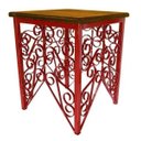 Ver imagem 1 de Mesa de Cabeceira Quarto de Ferro e Madeira de Demolição Rustico Artesanal - Vermelho