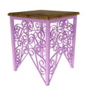 Ver imagem 1 de Mesa de Cabeceira de Ferro e Madeira de Demolição Rustico Artesanal - Rosa