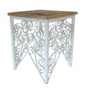 Ver imagem 1 de Mesa de Cabeceira Quarto de Ferro e Madeira de Demolição Rustico Artesanal - Branco