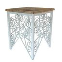 Ver imagem 1 de Mesa de Cabeceira Quarto de Ferro e Madeira de Demolição Rustico Artesanal - Branco