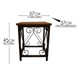 Mesa de Cabeceira De Ferro E Madeira Decoração para Quarto de Casal Colonial - 2