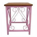 Ver imagem 1 de Mesa de cabeceira De Ferro E Madeira Decoração para Quarto de Casal Colonial - Rosa