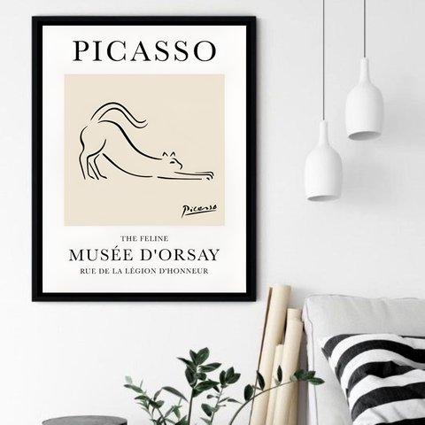 Quadro Decorativo Picasso The Feline - 70x50cm:moldura Branca