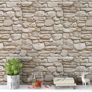 Papel de Parede Adesivo Vinílico Pedras Brancas Redondas