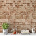 Ver imagem 1 de Papel de Parede Adesivo Vinílico Pedra Azulejo Bege e Marrom
