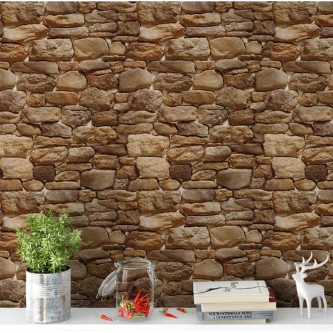 Papel de Parede Adesivo Vinílico Pedras Redondas Marrom e Bege