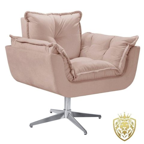 Poltrona Opalla Giratória Alumínio Suede D Salla Cappuccino