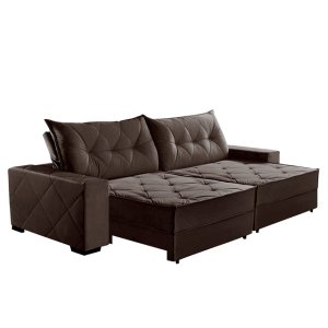 Sofá Retrátil e Reclinável 2,70m Molas Ensacadas Suede Hollywood