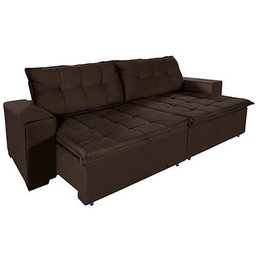 Sofá Retrátil e Reclinável 2,90m Suede Austrália Marrom Castor - 2