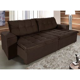 Sofá Retrátil e Reclinável 2,90m Suede Austrália Marrom Castor - 1