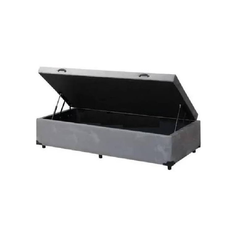 Cama Box Baú Solteiro Sintético Cinza