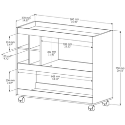 Aparador Buffet com Adega Integrada e Rodízios para Sala de Jantar - Canela - 5