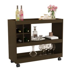 Aparador Buffet com Adega Integrada e Rodízios para Sala de Jantar - Canela - 1