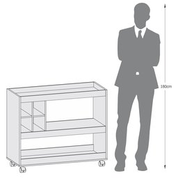 Aparador Buffet com Adega Integrada e Rodízios para Sala de Jantar - Canela - 6