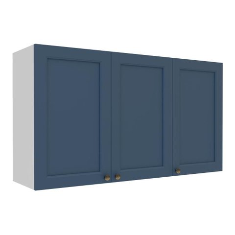 Armário de Cozinha Americana Aéreo 120cm 3 Portas Multimóveis Cr20489 Branco/azul
