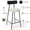 Ver imagem 4 de Kit 03 Banquetas Baixa Cozinha Sala Jantar Bancada Milão L02 Couríssimo Preto Champagne - lyam decor