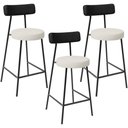 Ver imagem 1 de Kit 03 Banquetas Baixa Cozinha Sala Jantar Bancada Milão L02 Couríssimo Preto Champagne - lyam decor