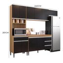 Ver imagem 4 de Cozinha Modulada Andréia 5 Peças 240cm Amêndoa-preto - Ajl Móveis Amêndoa-preto