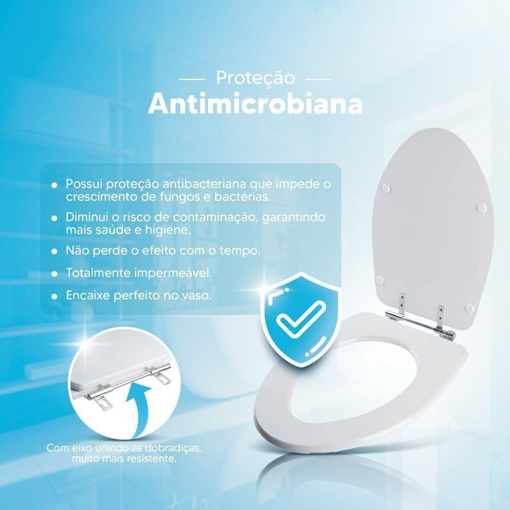 Assento Sanitário Poliester Antimicrobiano Victoria Branco para American Standard - 5