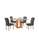 Ver imagem 1 de Conjunto Sala de Jantar 4 Lugares Mesa 1.20x0.80 e Cadeiras Madeira Maciça Veludo Cinza Escuro