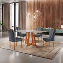 Ver imagem 4 de Conjunto Sala de Jantar 4 Lugares Mesa 1.20x0.80 e Cadeiras Madeira Maciça Veludo Cinza Escuro